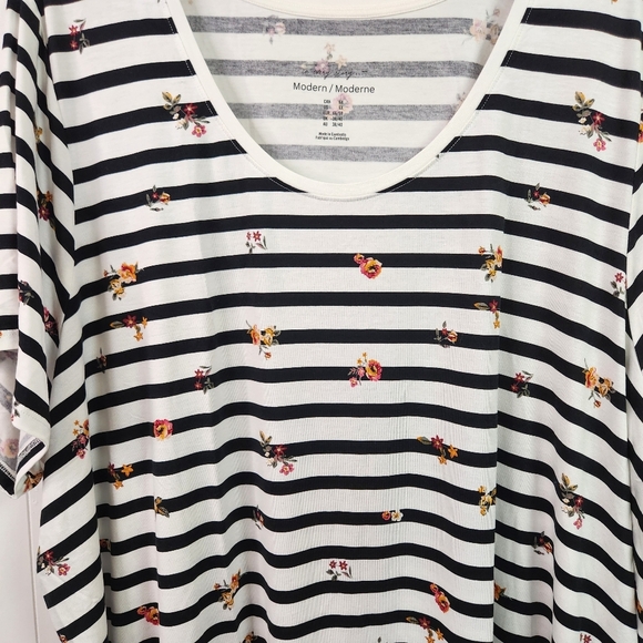 Penningtons Modern Fit Striped Short Sleeve Stretchy T-Shirt Top New NWT Size 6X - Picture 3 of 9